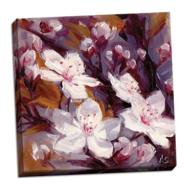 Gango Home Decor Modern Cherry Blossoms by Annie Salness (Ready to Hang); One 12x12in Hand-Stretched Canvas