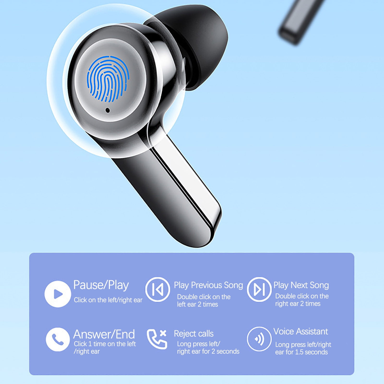 Bluetooth Headphones Wireless Earbuds 80hrs Playtime Wireless Charging Case Digital Display Sports Ear Buds with Earhook Deep Bass IPX7 Waterproof Over-Ear Earphones for TV Phone Laptop(Black)
