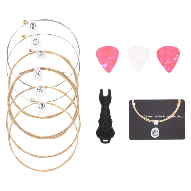 KAKOWELY 1Set Acoustic Guitar Strings Kit Phosphor Bronze Replacement with Convenient Repair Tools