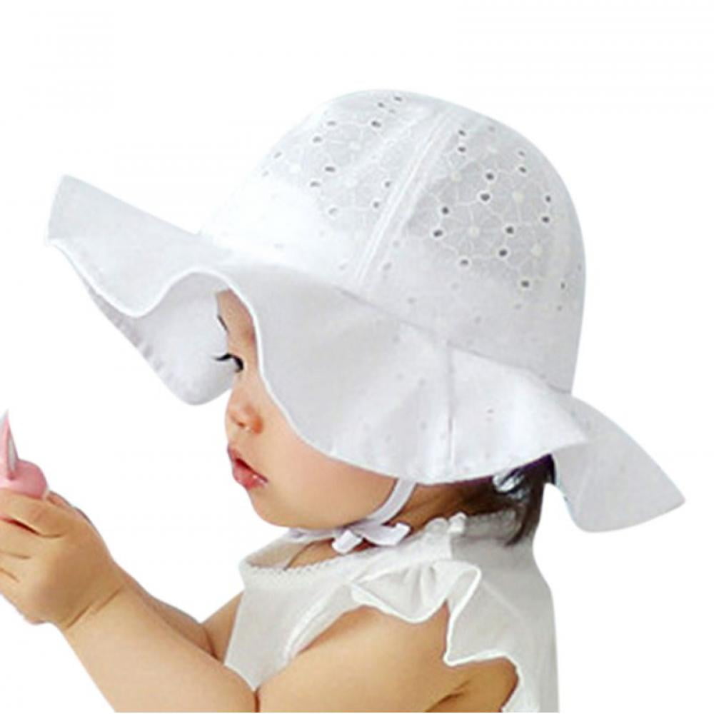 Cute Kids Baby Girls Floral Wide Brim Cap Beach Sun Bucket Hat Princess Babywear 