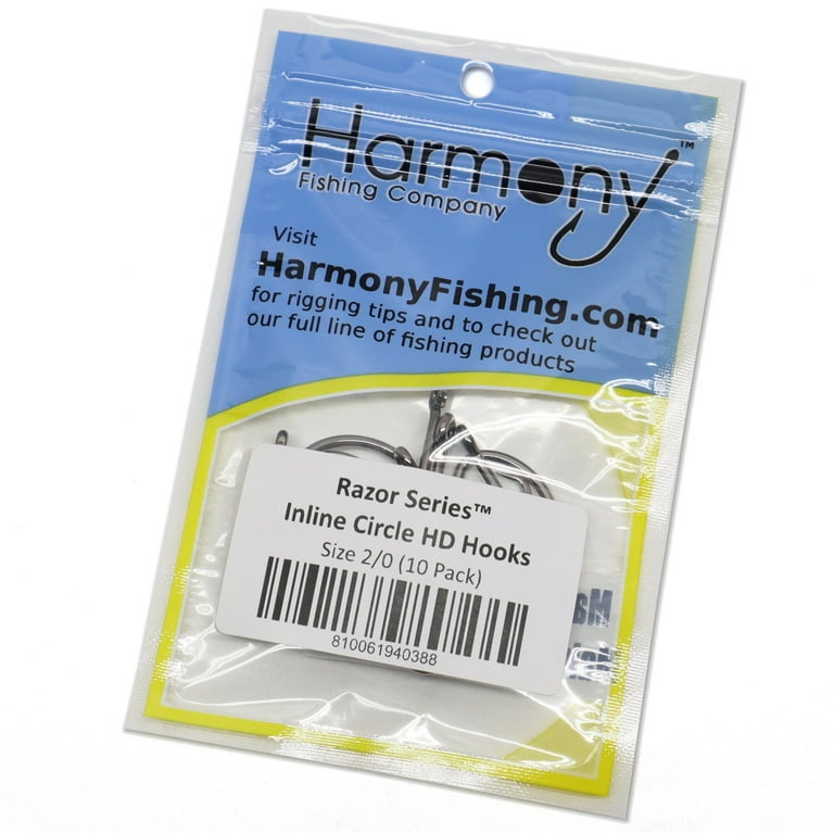 Harmony Fishing - Razor Series Inline Circle HD Hooks Non-Offset 4/0 8 Pack  