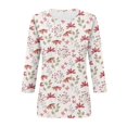thumbnail image 4 of White Women's Short Sleeve T-shirt, Women'S Fashion Casual Floral Stripe Print Three Quarter Sleeve T Shirt,Women's Short sleeve T-shirt L, 4 of 5