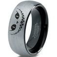 thumbnail image 1 of Tungsten Alice in Wonderland Cheshire Cat Band Ring 8mm Men Women Comfort Fit Black Dome Brushed Gray Polished, 1 of 4