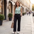 thumbnail image 4 of Voska Women's Satin Sleeveless Blouse Wrap V Neck Pullover Tank Top Solid Casual Office Shirt Mint Green M, 4 of 6