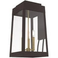 thumbnail image 5 of 10.5 inch 3 Light Bronze Outdoor Wall Lantern with Clear Glass Shade backed with Solid Brass material for patio, front porch, entryway and more, 5 of 8