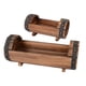 thumbnail image 1 of Juego de 2 macetas de madera con forma de medio barril, resistentes a la corrosión y carbonizadas., 1 of 8