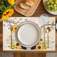 thumbnail image 4 of Gnomes Sunflower Placemats Set of 6, Bees Branches Floral Watercolor Placemats for Dining Table, Place Mats for Kitchen Tabletop, Waterproof Wipeable Dining Table Mats Set, 4 of 9