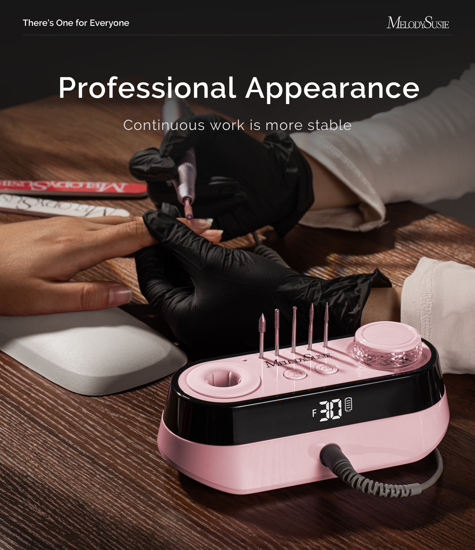 MelodySusie Cordless Desktop Nail Drill, 30000 RPM Electric File for Acrylic and Gel Nails, SC320A