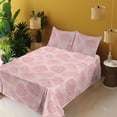 thumbnail image 2 of Ambesonne Tropical Leaves Fitted & Flat Sheet with Shams 4 Pcs Set, Boho Exotic Jungle, Queen, Pale Pink and Rose, 2 of 5