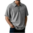 thumbnail image 2 of S-5X Plus Size Golf Shirts for Men Big & Tall Short Sleeve T-Shirts with Pocket and Zipper Collared Pullover Solid Color Washed Vintage Tees Tops, 2 of 6