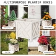thumbnail image 6 of Lattice Design Outdoor Planter Box - 14.75” Square 13” Tall White Plant Pot - Decorative Plant Pots for Front Porch Decor - Flower Pots Outdoor Planters for Porch Patio or Garden Decor by, 6 of 8