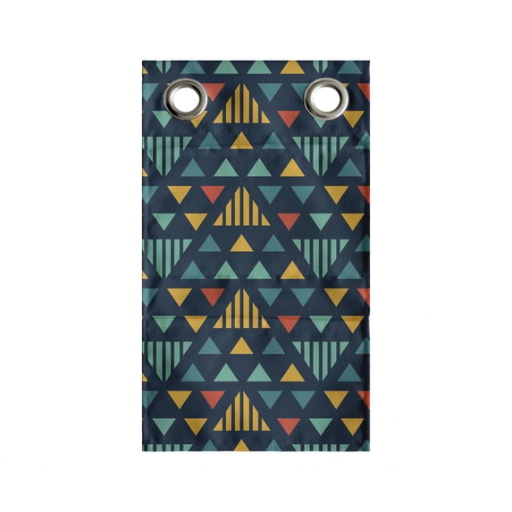 Geometric Hanging Pocket Organizer, Illustration of Repetitive Irregularly Triangular Shaped Motifs, Printed Polyester Storage Bag with Pockets, 9" x 16", Dark Teal and Multicolor