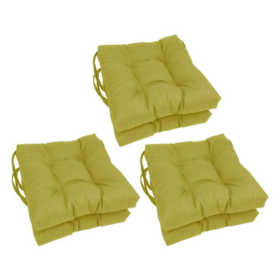 Blazing Needles 16-inch Solid Square Tufted Outdoor Chair Cushion, 16 x 16, Lime 6 Count