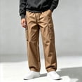 thumbnail image 6 of DYTTDG Men’s Drawstring Cargo Pants, Elastic Waist Full Length Straight Leg Trousers with Multi Pockets, Solid Color Casual Wear for Daily Walking & Outdoor, 6 of 8