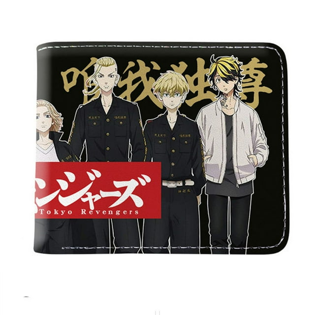 Billetera corta con doble pliegue en piel estilo anime de Tokyo Mikey