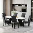 thumbnail image 2 of Noble House Monita Faux Leather Dining Chairs, Set of 6, Midnight Black, Espresso, 2 of 8