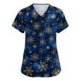 thumbnail image 2 of Garbnen Christmas Scrubs Tops V Neck Short Sleeve Womens Dressy Tops Holiday Print Nurse Working Uniforms with Pockets S-5XL, 2 of 4