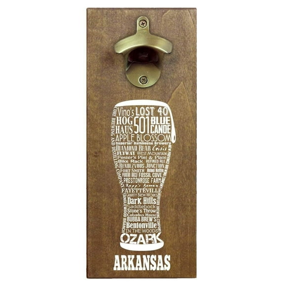 Torched Arkansas Drink Beer Bottle Opener Magnetic Cap Catcher 12"x5"x2.5"