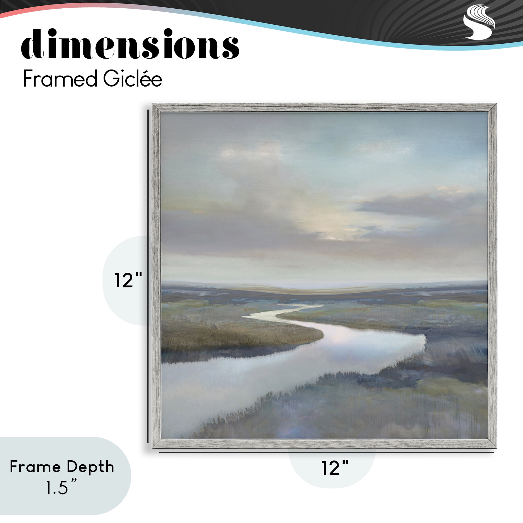 Stupell Industries Calm Riverbend in Greys Gray Framed Giclee Art, design by Christy McKee