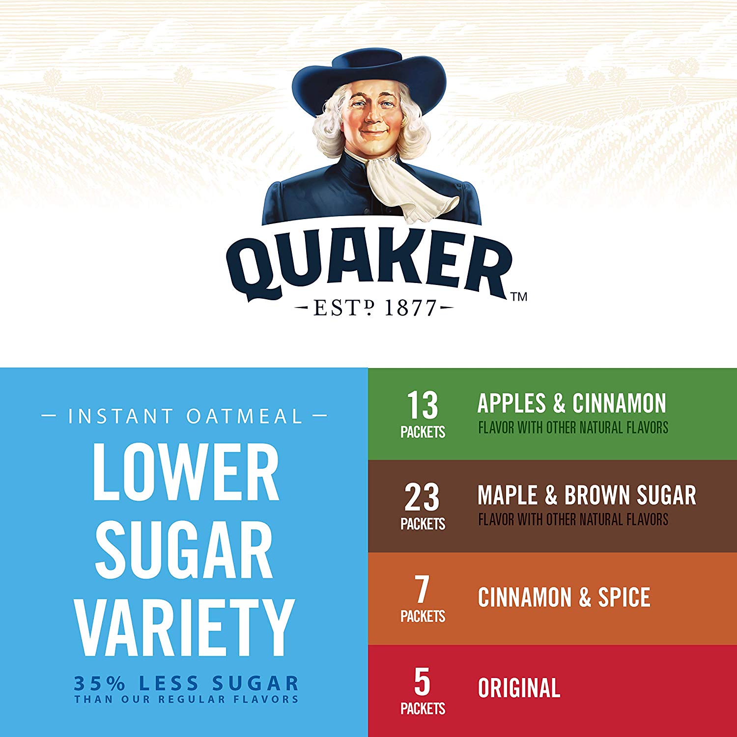 Quaker Instant Oatmeal, Low Sugar, Variety Pack, Individual Packets, 48 Ct - image 3 of 9