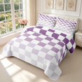 thumbnail image 3 of Manfei Modern Plaid Quilt Full,Contemporary Checkered Full Bedspread Sets,Purple,3 Pieces,1 Coverlet and 2 Pillowcases, 3 of 7