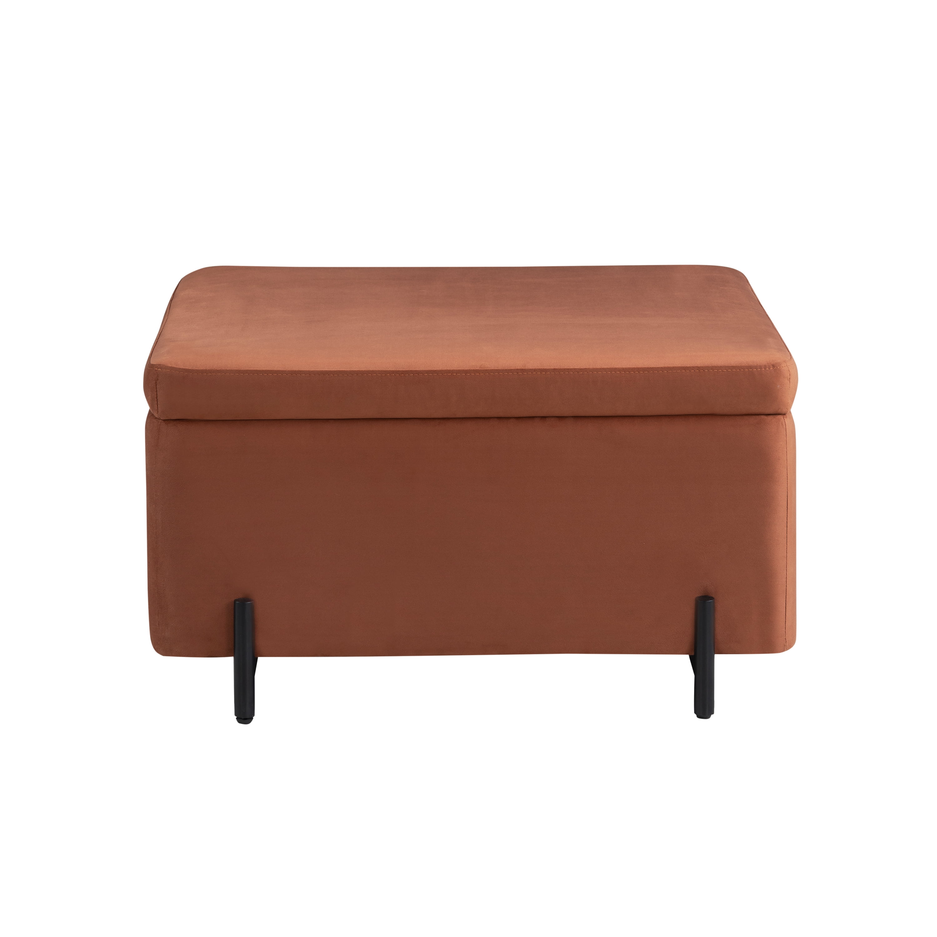 Studio Living Kingston Modern Large Storage Ottoman, Rust Velvet Fabric