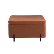 Studio Living Kingston Modern Large Storage Ottoman, Rust Velvet Fabric