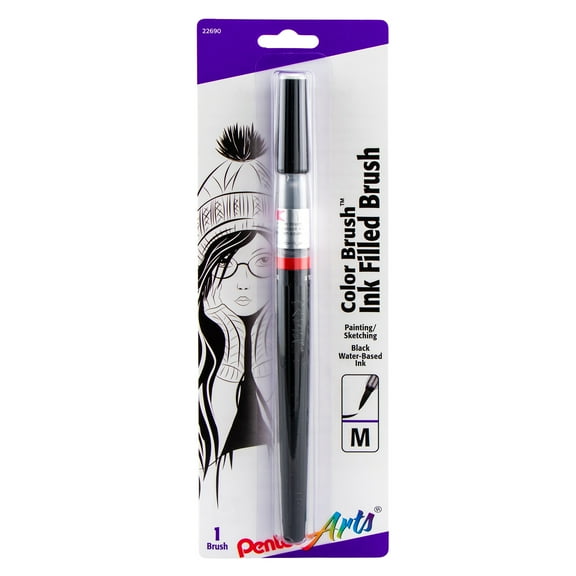 Pentel Color Brush Pen, Black, Medium