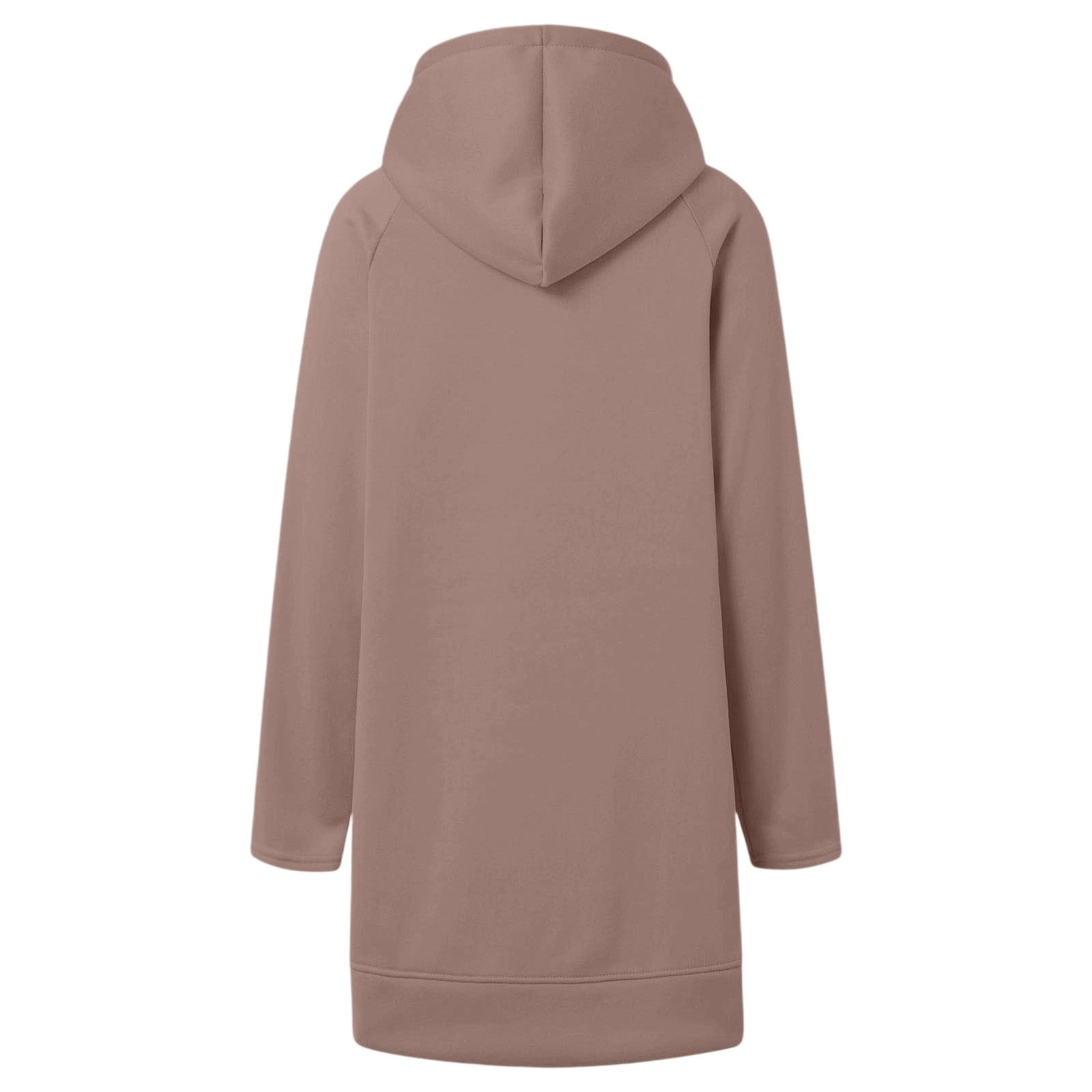 Telankuip The Warmy Oversized Hoodie Dress Women's Casual Long Sleeve Drawstring Pullover Sweatshirts Solid Color Split Hem Long Hooded Tops with Pocket Khaki XXL