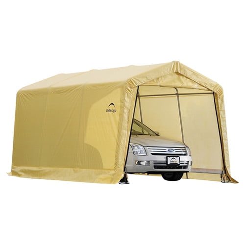 Shelterlogic Autoshelter Instant Garage 10 X 15 X 8 Ft Sandstone Peak Style Carport Car Shelter Storage Solution Walmart Com Walmart Com