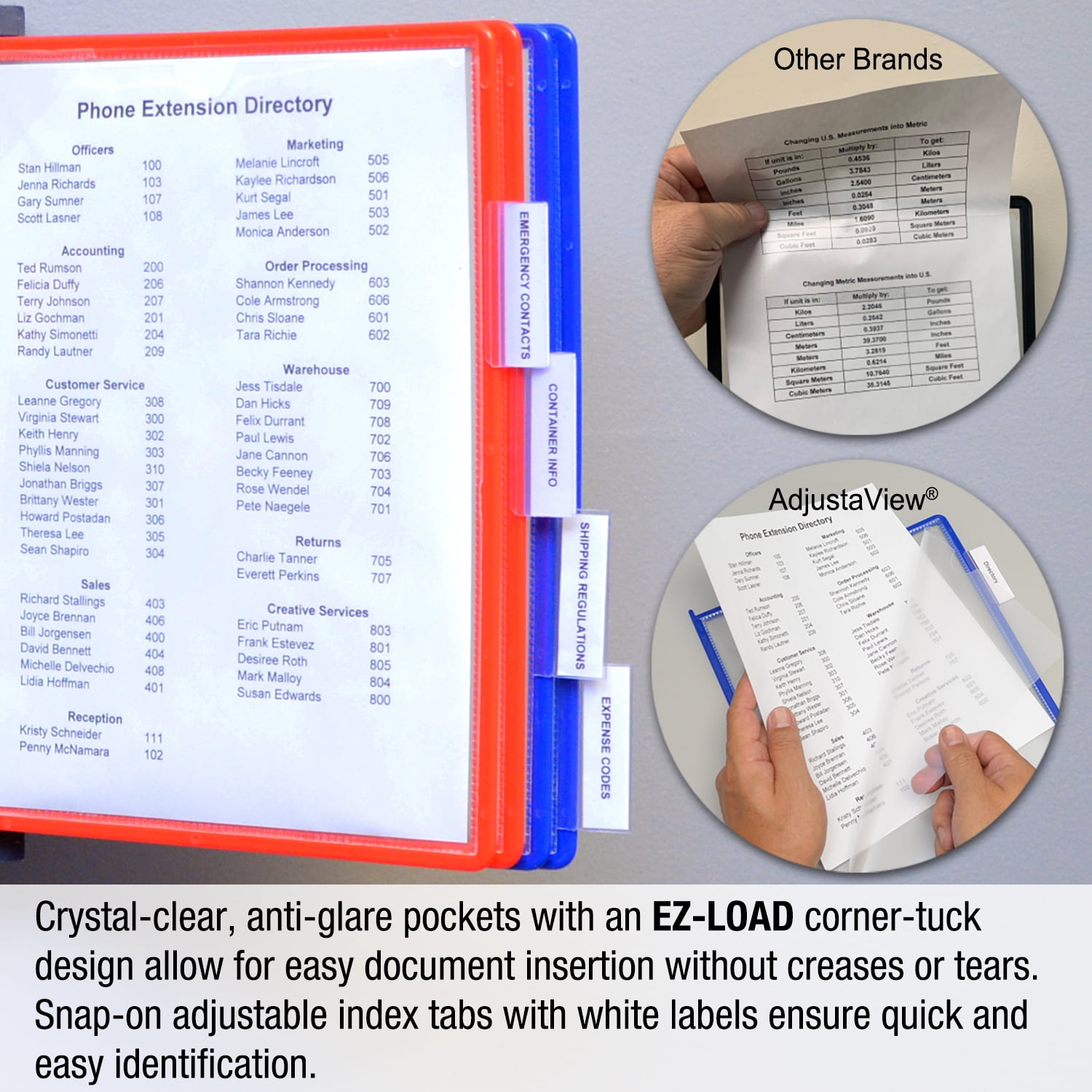 Ultimate Office AdjustaView™ 10-Pocket Wall Reference Organizer with Easy-Load Pockets and Mounting Screws