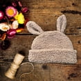thumbnail image 4 of Gorro holgado de dibujos animados para mujer, gorro de invierno cálido con orejas de conejo, ligero y suave. caqui, 4 of 7