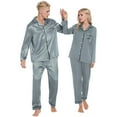 thumbnail image 2 of Zshosam Mens pajama sets Silk Satin Long Sleeve Sleepwear Button-Down Soft Loungewear Loose Pjs Set(Grey,XL), 2 of 5