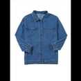 thumbnail image 1 of Chaqueta Vaquera para Mujer, Desgastada, de Larga, de Gran Tamaño, Estilo Camionero. Azul Real M, 1 of 9