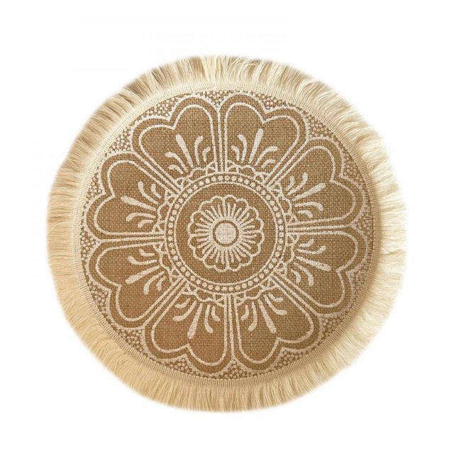 Round Placemats, Dining Winter Modern Dinner Braided Beige Boho Round