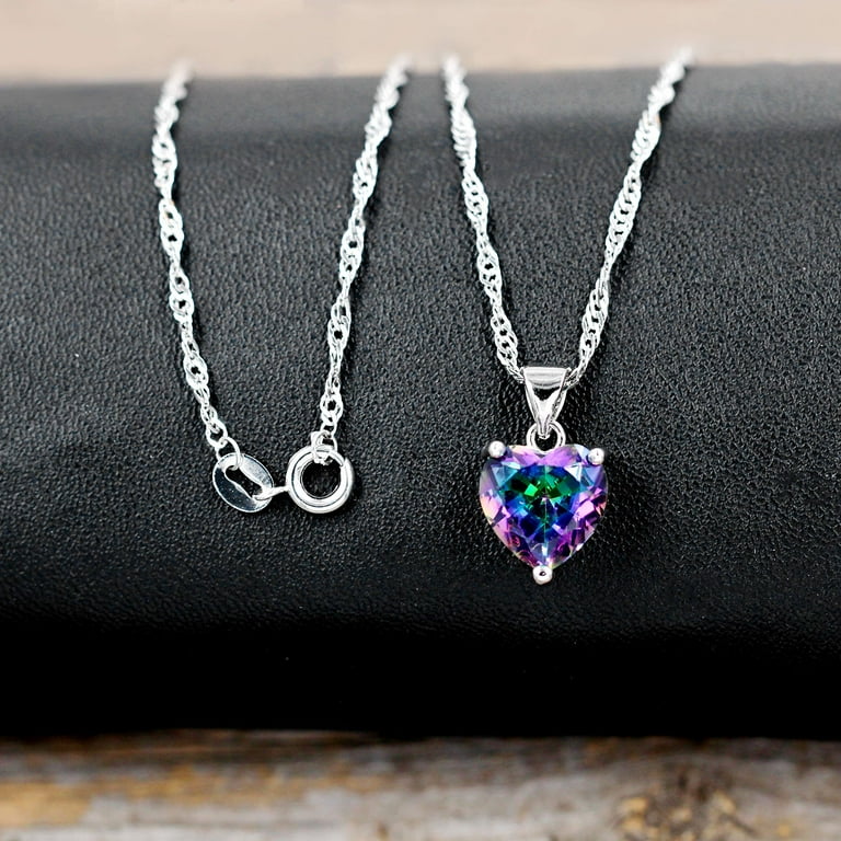 Uloveido 10mm Simulated Mystic Topaz Rainbow Heart Cubic Uloveido 10mm Simulated Mystic Topaz Rainbow Heart Cubic