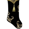 thumbnail image 4 of Northlight 21.5" Black and Gold Damask Velveteen Christmas Stocking with Tassel, 4 of 7