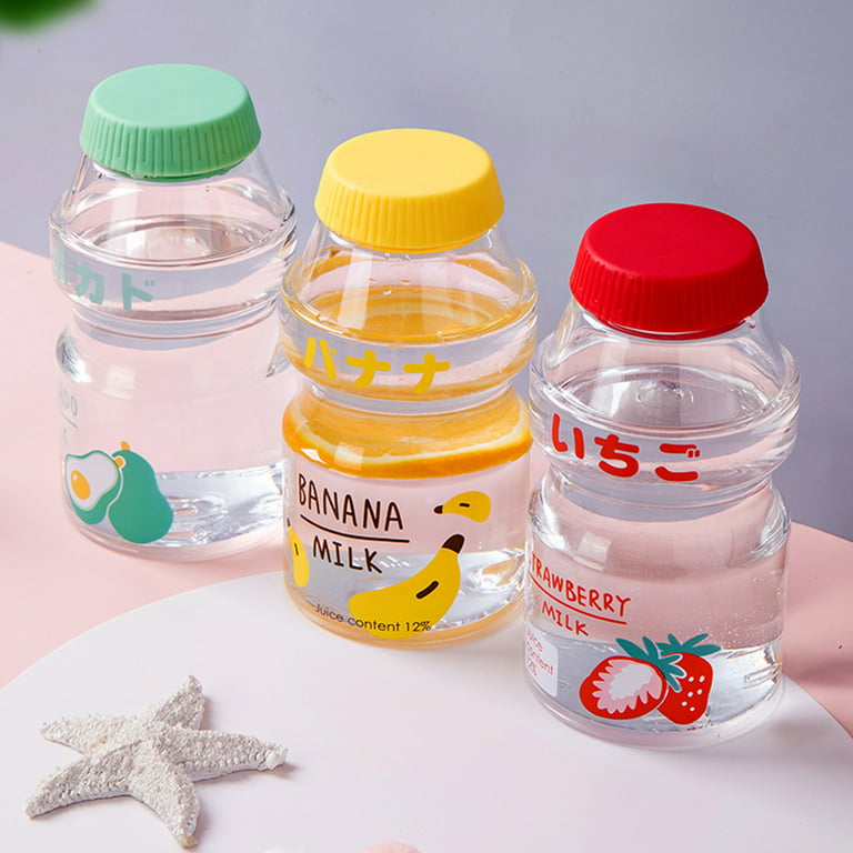 Xinwanna Drinking Bottle Cute Portable Plastic Milk Cartoon Shaker Bottle  for Kids (Yellow)