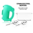 thumbnail image 3 of OVENTE Portable Electric Hand Mixer 5 Speed Mixing, 150W Powerful Blender for Baking & Cooking with 2 Stainless Steel Chrome Beater Attachments & Snap Clear Case Compact Easy Storage, Turquoise HM161T, 3 of 7