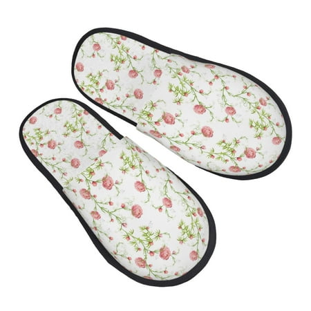 

Ocsxa Mens Womens Cozy Memory Foam Scuff Slippers Slip On Warm House Shoes Indoor/Outdoor Roses Flowers Designs-Medium
