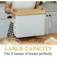 thumbnail image 2 of Extra Large Bread Box For Kitchen Countertop Corner Breadbox For Homemade Bread Metal White Hexagon Stripe Pattern Embossed Storage Container Bin With Bamboo Lid Fits 2 Loaves Of Bread, 2 of 7