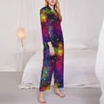 thumbnail image 3 of Goofa Bright Universe Printed Women’s 2 Piece Pajama Set Super,Pajamas Women's Long Sleeve Sleepwear Soft Button Down Loungewear Pjs Lounge Set Nightwear-Small, 3 of 9