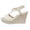 Beige, variant on Hurxie Women's Low Wedge Heels Summer Dressy Platform Sandals Elastic Ankle Strap Open Toe Flower Shoes Beige 9
