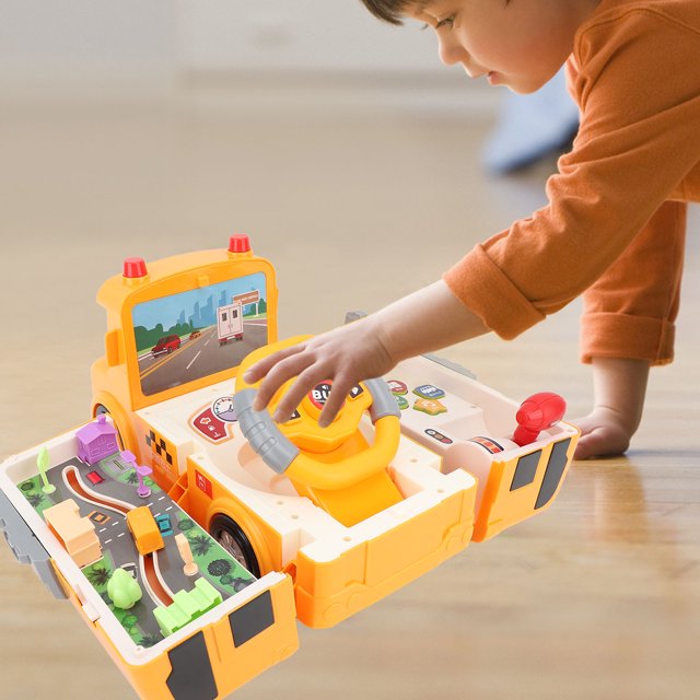 Autobús Escolar Con Volante, Simulación De Aprendizaje, Autobús Escolar, Educación Temprana Para Niños
