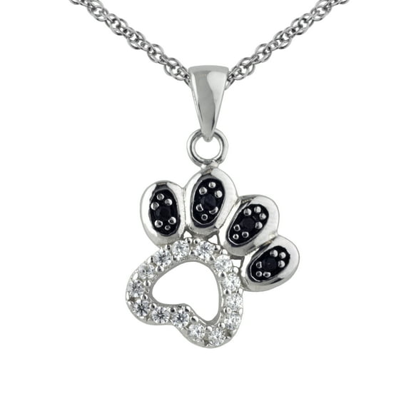 Brilliance Fine Jewelry Women's Simulated Diamond Dog Paw Pendant in Sterling Silver