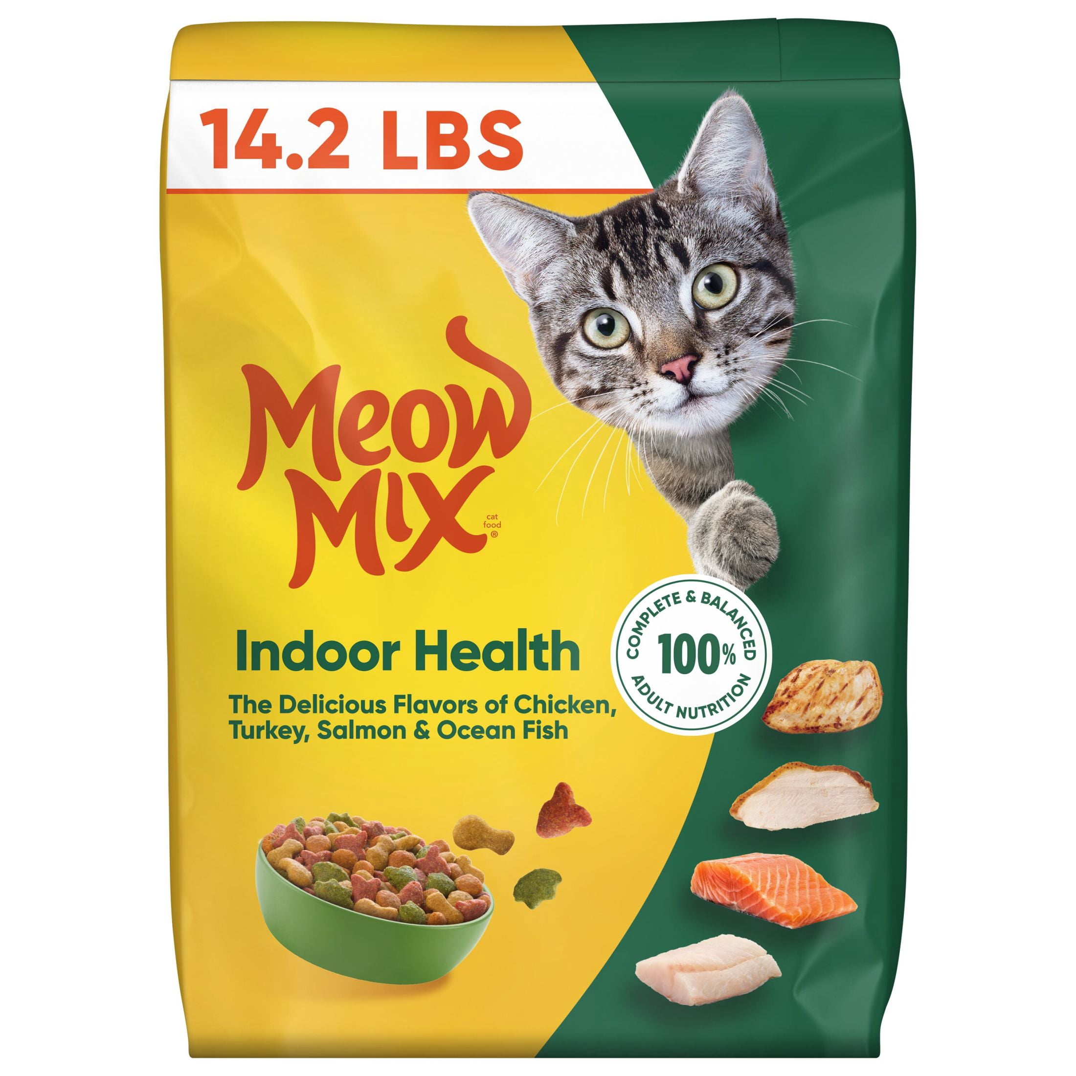 (2 pack) Meow Mix Indoor Health Dry Cat Food, 14.2 lb Bag