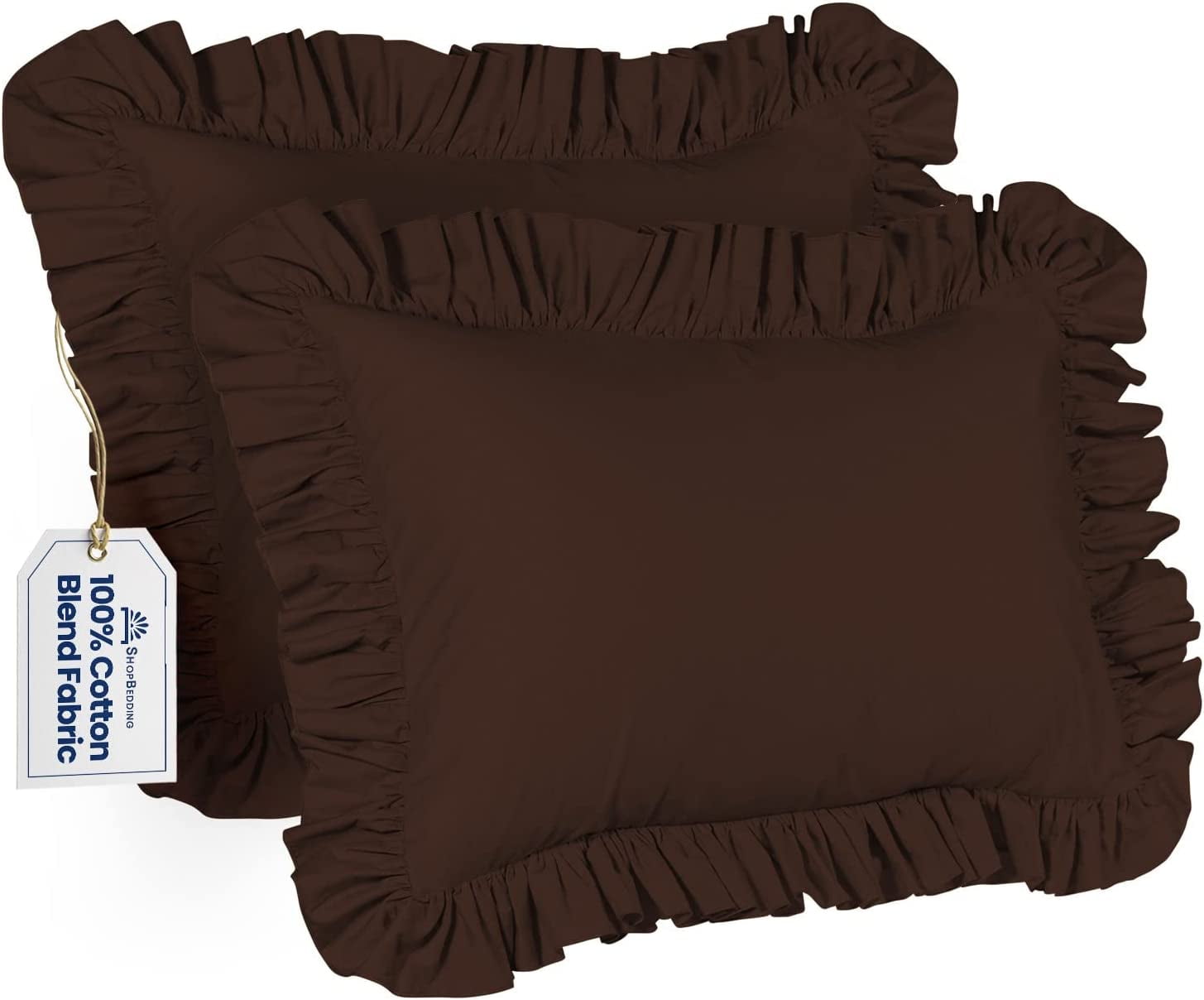 Ruffle Pillow Case Standard Pillow Sham (Navy), Ruffle Pillow Cover, Set of 2. by Blissford