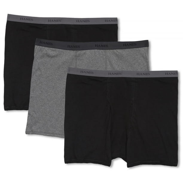 Hanes - Hanes Big & Tall Men's Underwear Boxer Briefs 3-Pack Black ...
