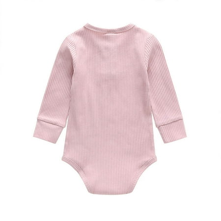 

TUOBARR Toddler Baby Autumn Baby Alphabet Solid Color Striped Romper Jumpsuit Pink (3-24Months)