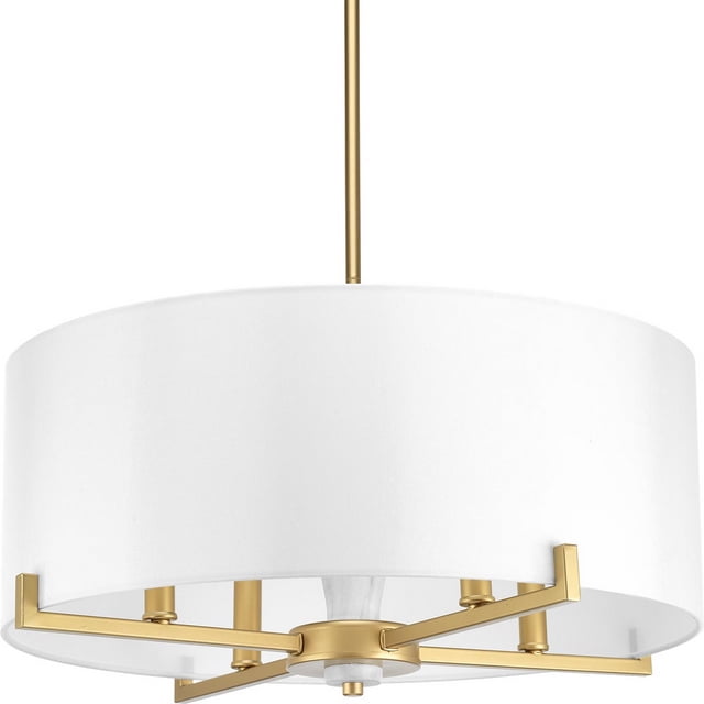 Progress P500108-078 Palacio 4-Light Gold Pendant Light with White Silk Shades